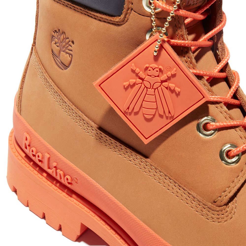 Timberland 6-Inch Μποτακια Ανδρικα Καφε/Πορτοκαλι - Bee Line X Waterproof Rubber Toe - Greece 493567